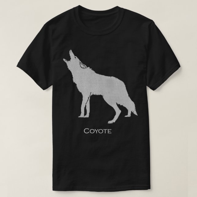 Howling Coyote Drawing Silhouette Style  T-Shirt (Design Front)