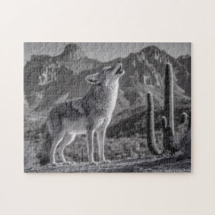 Howling Coyote in Desert Landscape Jigsaw Puzzle