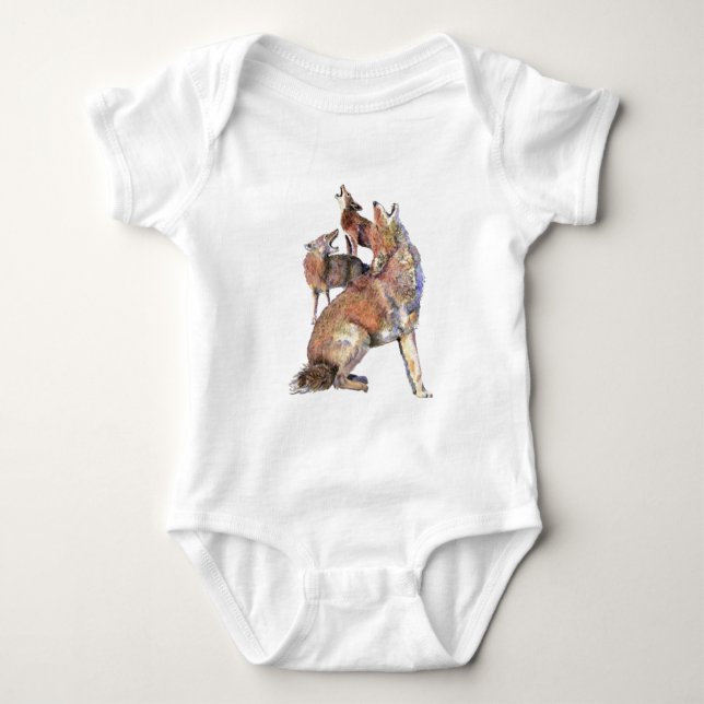 Howling Coyote Pack, Animal, Nature  Wildlife Baby Bodysuit (Front)