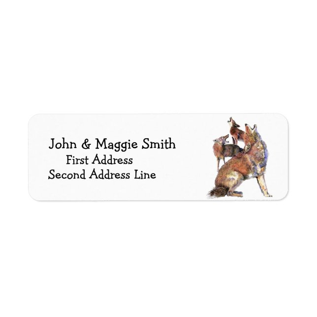 Howling Coyote - watercolor animal Custom Address Label (Front)