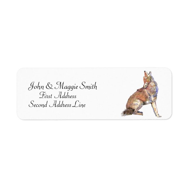 Howling Coyote - watercolor animal Custom Address Label (Front)