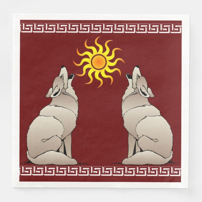 HOWLING COYOTES BENEATH A SOUTHWESTERN SUN PAPER DINNER NAPKINS (Front)