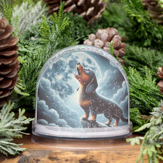 Howling Dachshund Snow Globe (Winter)