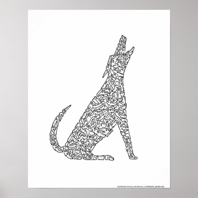 HOWLING DOG by NICHOLAS_COPYRIGHT_... Poster (Front)