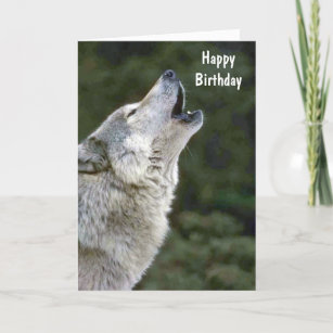 Howling gray wolf beautiful custom birthday card