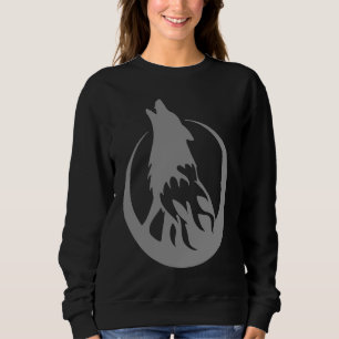 Howling Gray Wolf in Half Moon Wolf Sweatshirt