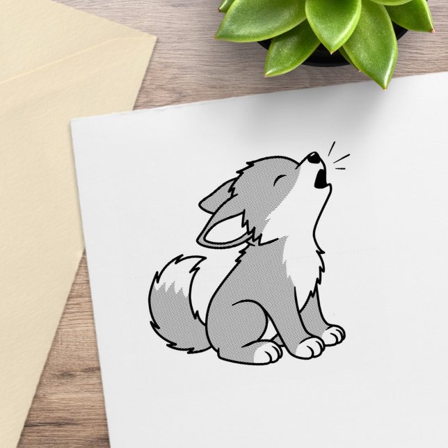 Howling Gray Wolf Pup Rubber Stamp (Creator Uploaded)