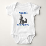 Howling Gray Wolf With Blue Text Baby Bodysuit at Zazzle