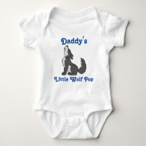Howling Gray Wolf with Blue Text Baby Bodysuit Howling Gray Wolf with Blue Text Baby Bodysuit