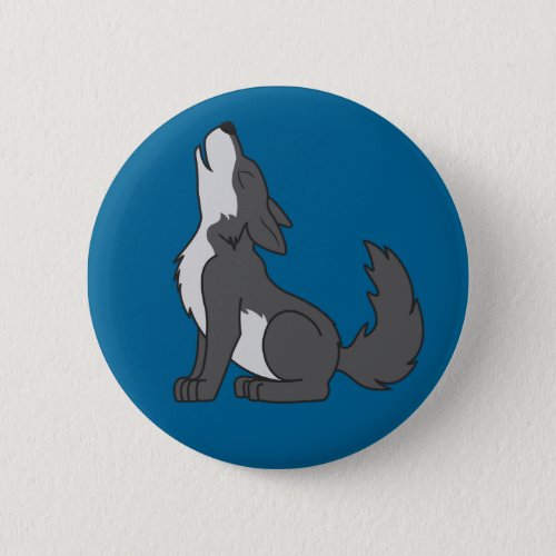 Howling Gray Wolf with Natural Markings Pinback Button