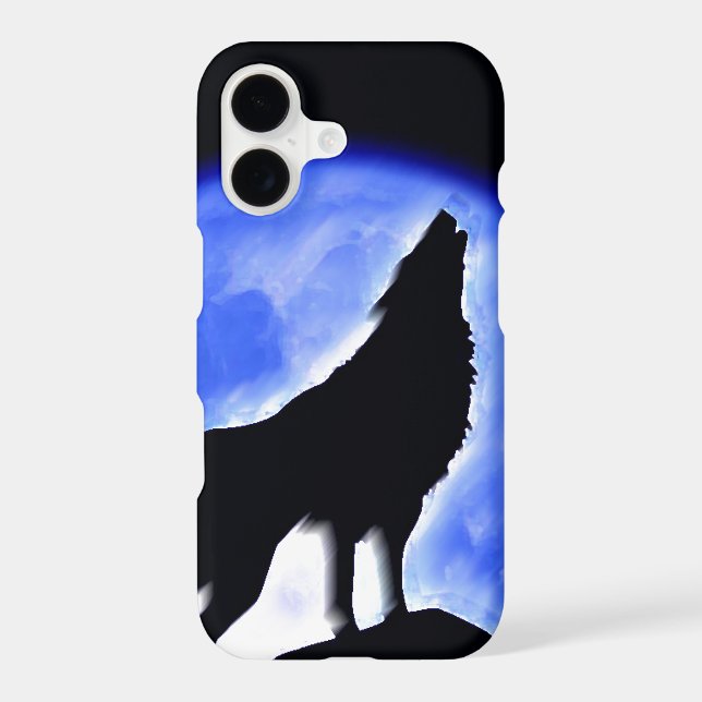 Howling Grey Wolf at Moon Iphone Case (Back)