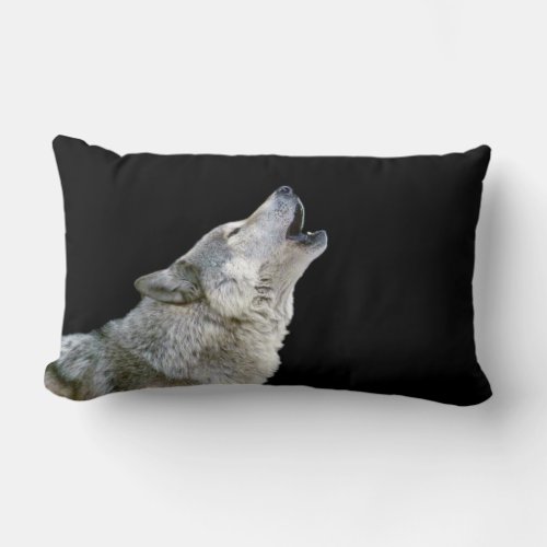 Howling grey wolf beautiful photo portrait gift lumbar pillow