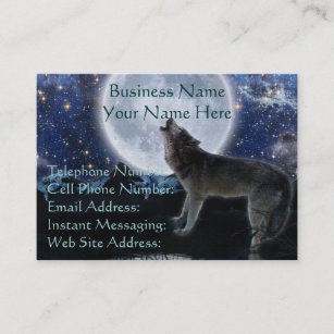 Howling Grey Wolf & Moon Profile & Business Cards