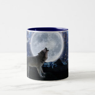 Howling Grey Wolf & Stars Wildlife Drinking Mug