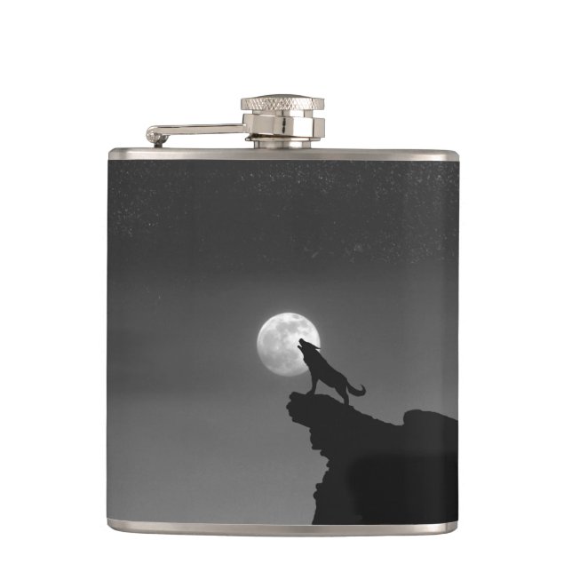 howling lone wolf flask (Front)