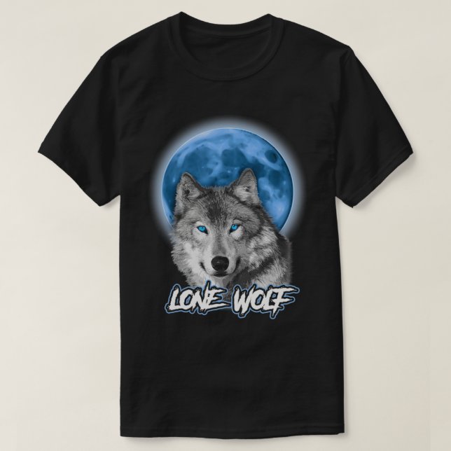 Howling Lone Wolf On Moon Animal Funny Wolves Love T-Shirt (Design Front)