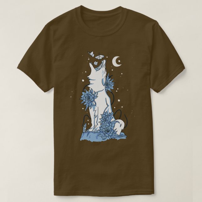 Howling Night White Wolf  T-Shirt (Design Front)