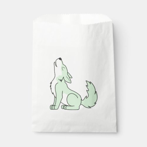 Howling Pastel Green Wolf Favor Bag