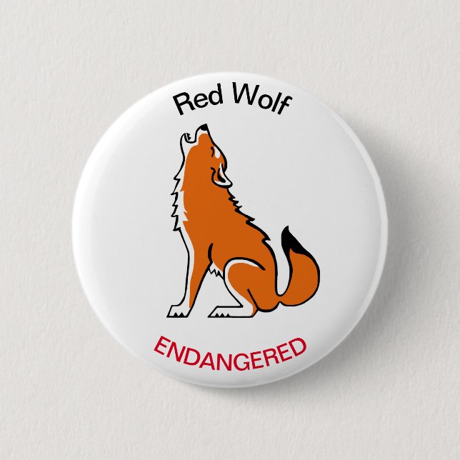  Howling Red WOLF-Animal activist- Conservation Button (Front)