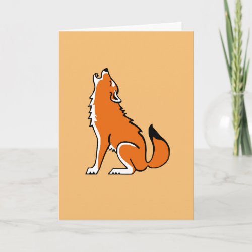 Howling Red WOLF _ Animal lover _ Nature _Orange  Card
