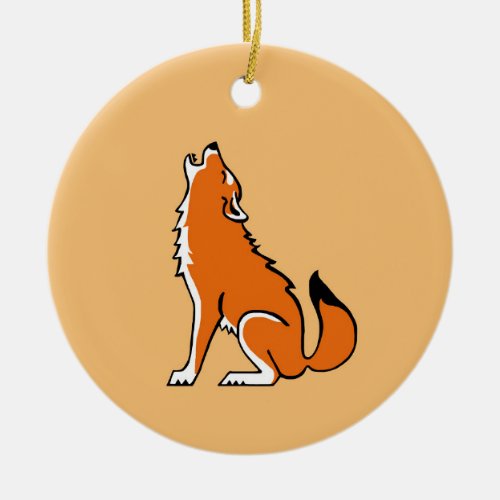  Howling Red WOLF _ Animal lover _Wildlife _ Ceramic Ornament