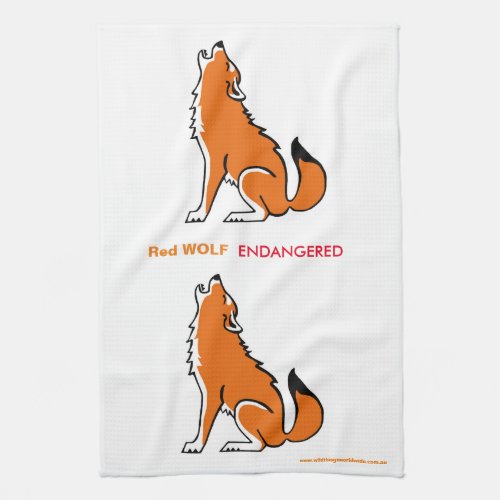 Howling Red WOLF _Endangered animal _ Conservation Kitchen Towel