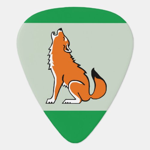 Howling Red WOLF _ Endangered animal _ Green Guitar Pick