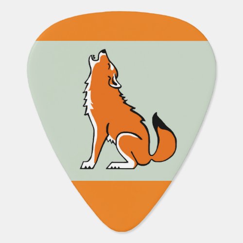 Howling Red WOLF _ Endangered animal _ orange Guitar Pick
