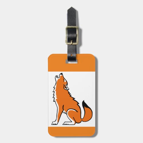 Howling Red WOLF_Endangered animal _ Orange Luggage Tag