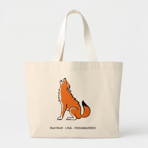 Howling Red WOLF _Endangered animal _ Wildlife _ Large Tote Bag