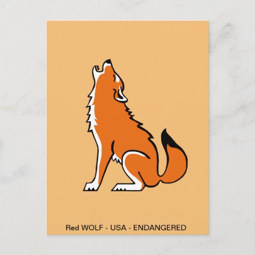 Howling Red WOLF_ Wildlife _ Endangered animal Postcard