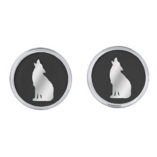 Howling Silver Wolf Cufflinks