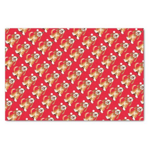 Howling singing dog red christmas tissue paper