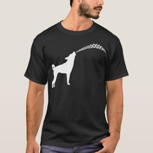 Howling Subaru Dog Dark T_Shirt white design