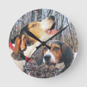 Howling Treeing Walker Coonhound Woodland Clock by WackemArt at Zazzle