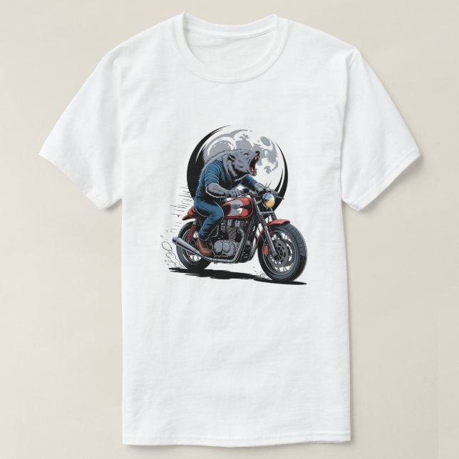 Howling Werewolf Cafe Racer Biker Full Moon T-Shirt (Design Front)