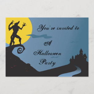 Howling Werewolf Halloween Party Invitation