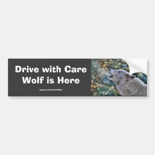 Howling White Grey Wolf Wildlife Photo Safety Bumper Sticker