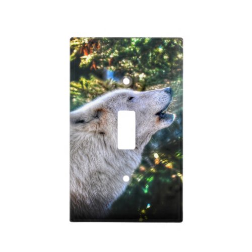 Howling White Wolf Wildlife Design Light Switch Cover