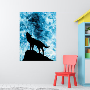 Howling Winter Wolf snowy blue smoke Abstract Poster