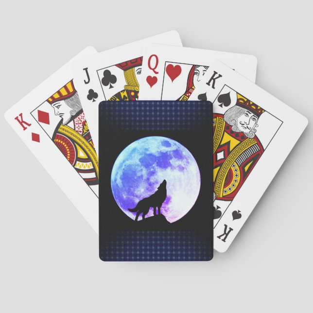 Howling Wolf A Playing Cards, Standard Index faces Poker Cards (Back)
