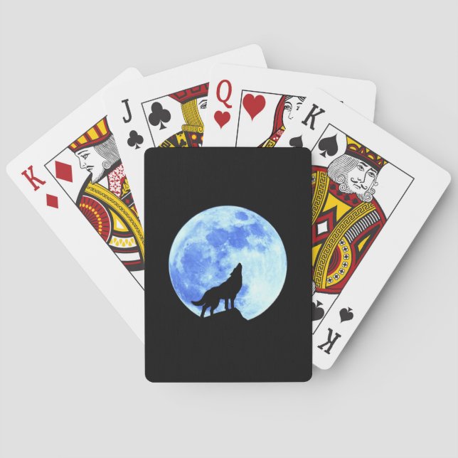 Howling Wolf A Playing Cards, Standard Index faces Poker Cards (Back)