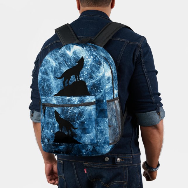 Howling Wolf abstract blue black Printed Backpack (Insitu (Model))