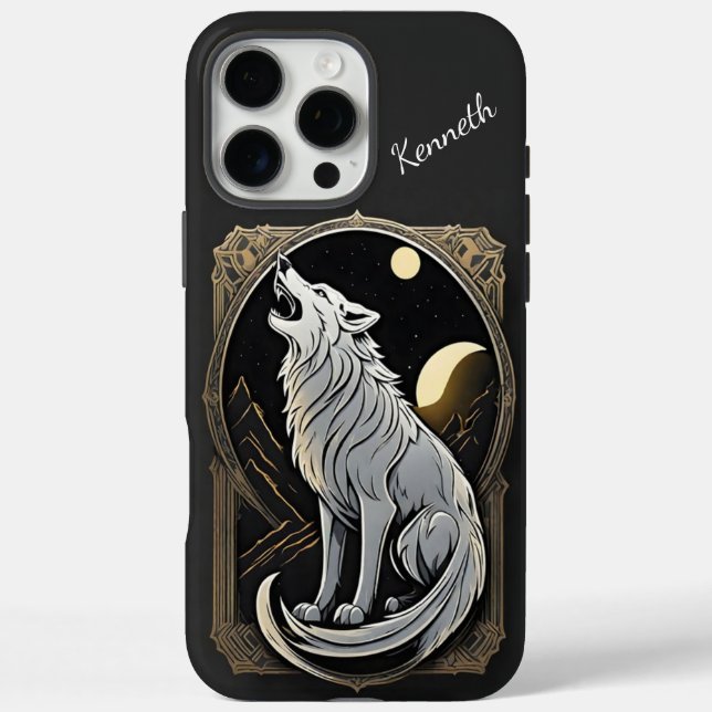 Howling Wolf Against Night Sky With Planets Case-Mate iPhone Case (Back)