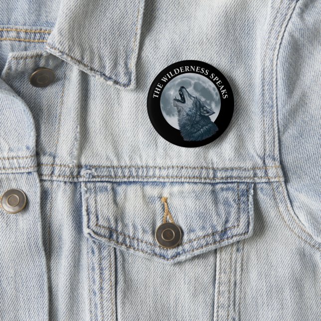 Howling Wolf and Moon  Button (In Situ)