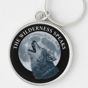 Howling Wolf and Moon Keychain