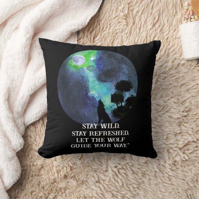 Howling Wolf and Moon Pillow | Mystical Forest Nig (Blanket)