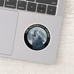 Howling Wolf and Moon Sticker