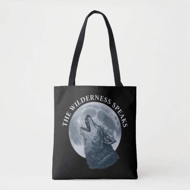 Howling Wolf and Moon  Tote Bag (Front)