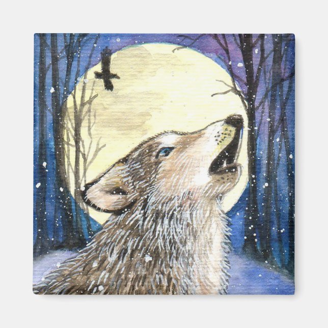 Howling - Wolf Art Magnet (Front)